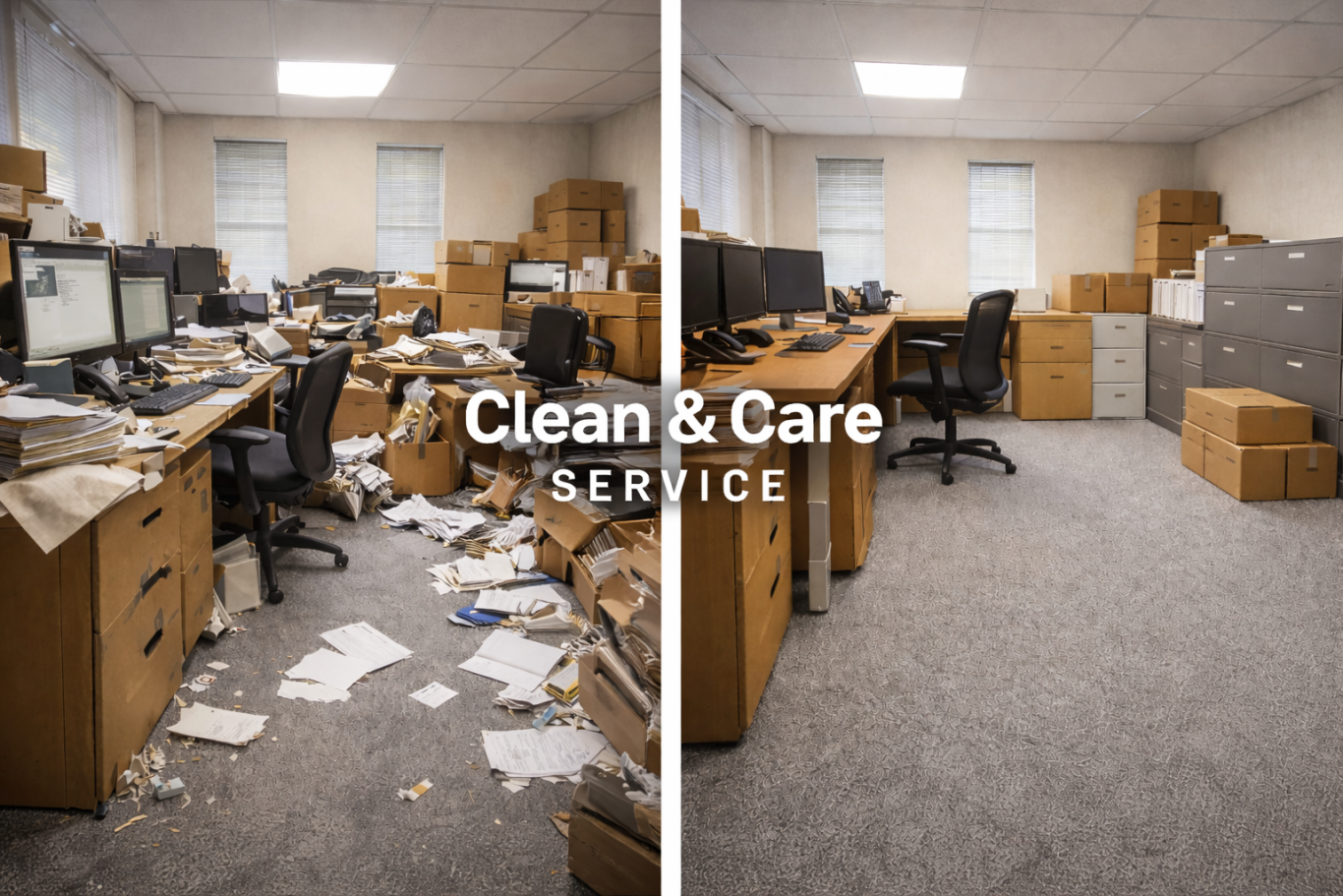 Büroentrümpelung mit Abtransport von Möbeln und Akten